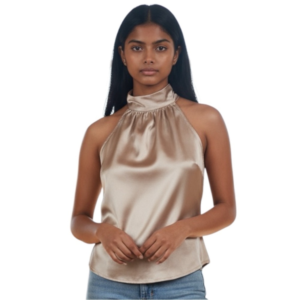 Guess Satin Halter Top - Brown L